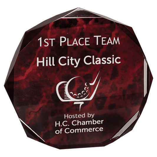 7" Red Marble Octagon Premier Acrylic