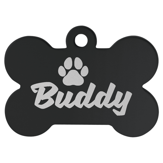 Black Anodized Aluminum Bone Pet Tag