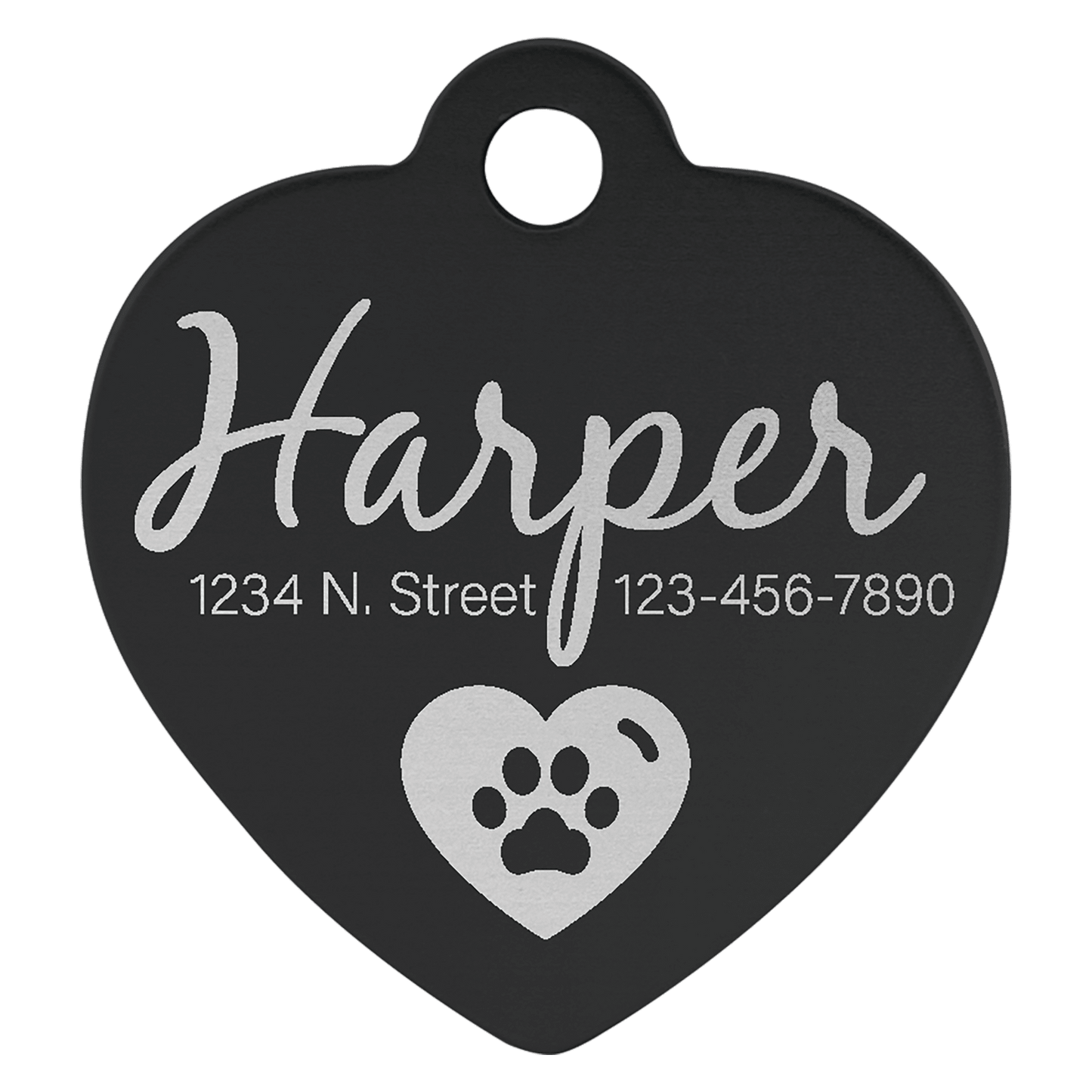Pet ID Tags – Heart, Bone, & Round Shapes | Personalized with Optional Swarovski Bling