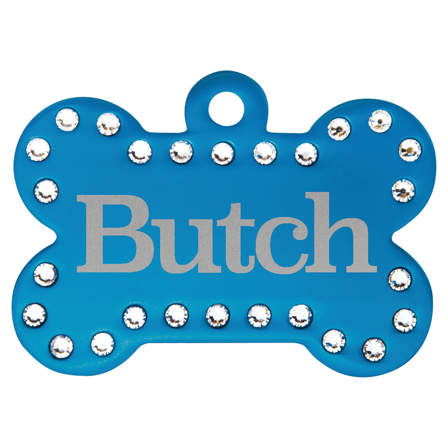 Pet ID Tags – Heart, Bone, & Round Shapes | Personalized with Optional Swarovski Bling