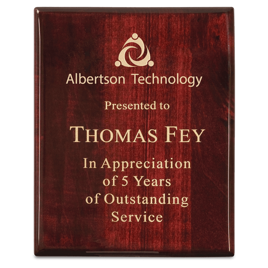 7" x 9" Premium Rosewood Piano Finish Plaque