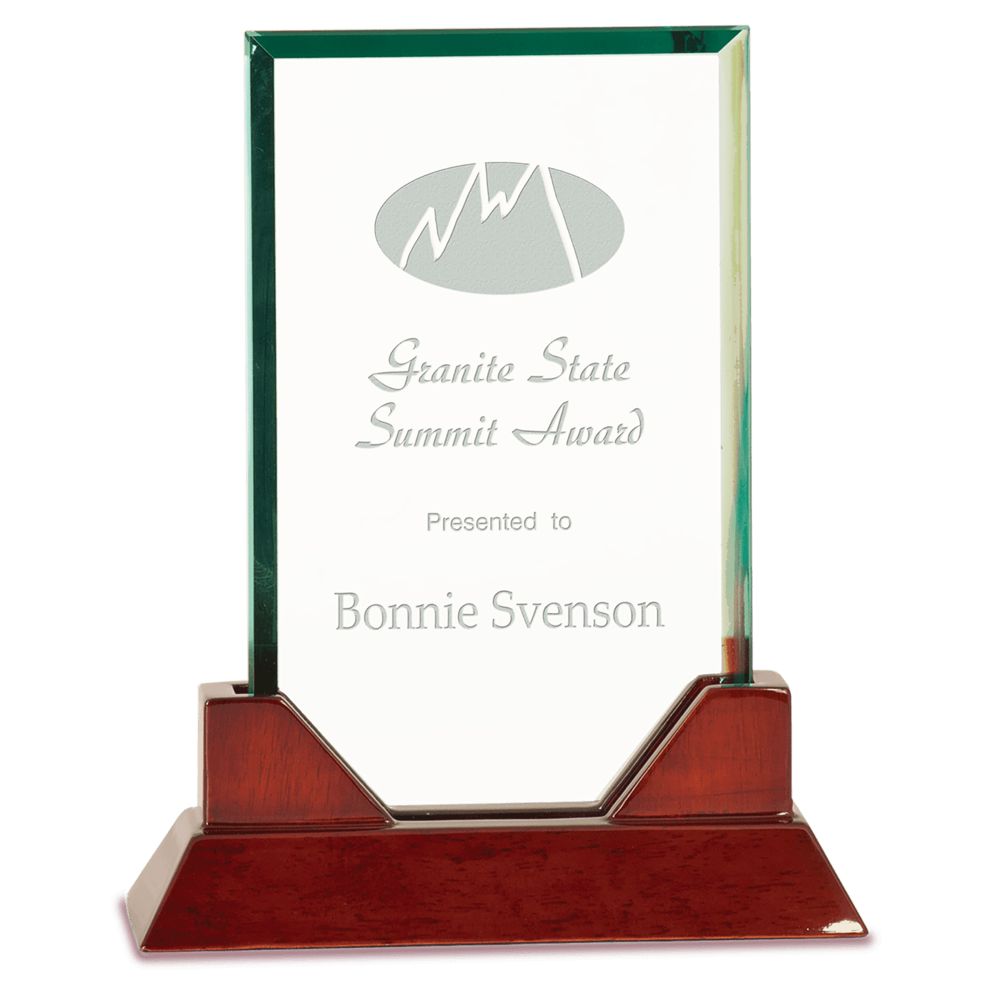 8 3/4" Rectangle Jade Glass on a Rosewood Piano Finish Base