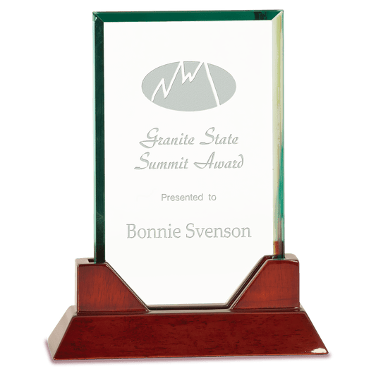 8 3/4" Rectangle Jade Glass on a Rosewood Piano Finish Base