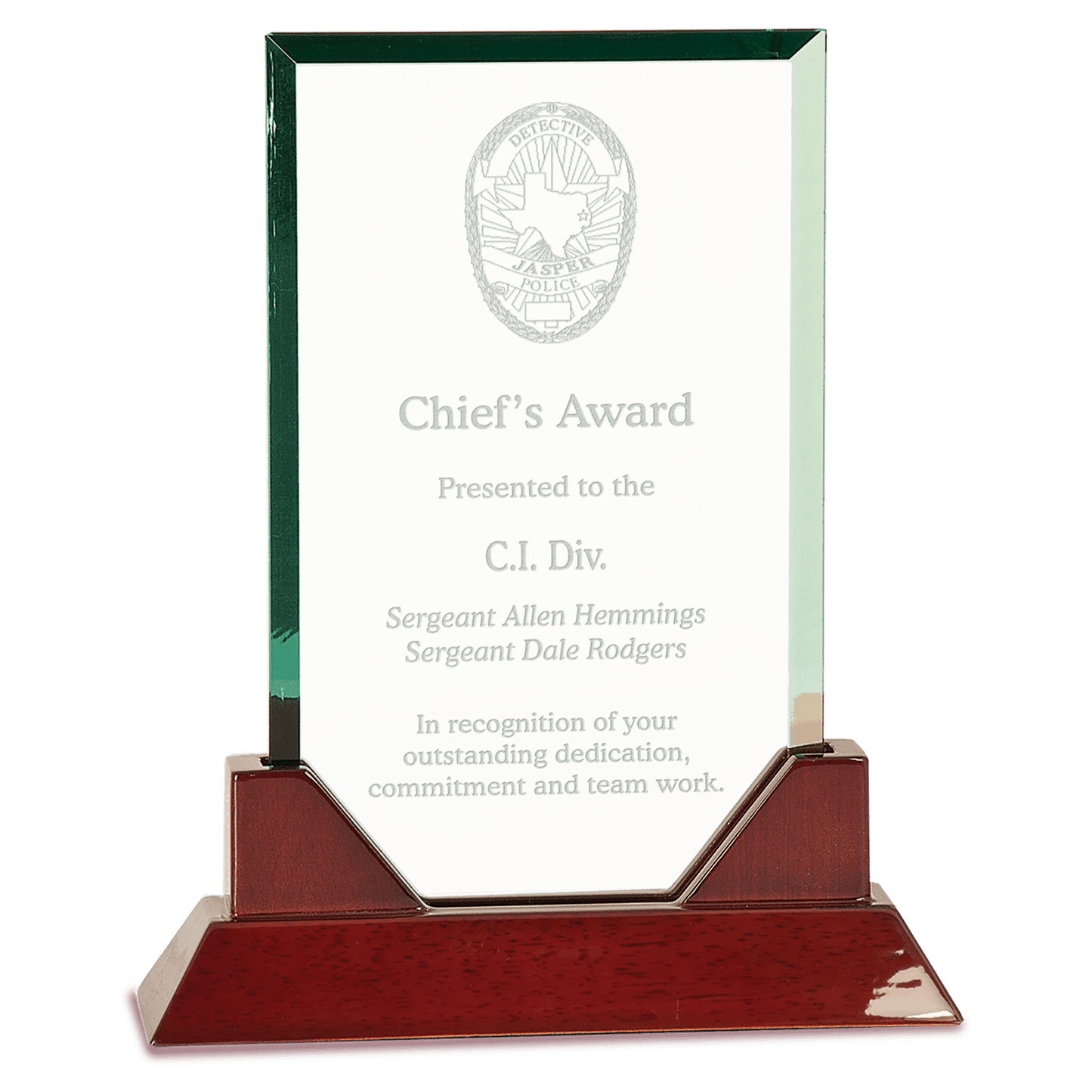 9 3/4" Rectangle Jade Glass on a Rosewood Piano Finish Base