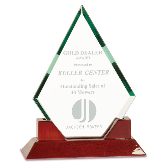 8 1/2" Diamond Premier Jade Glass with Rosewood Piano Finish Base