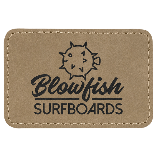 3" x 2" Light Brown Rectangle Laserable Leatherette Patch with Adhesive