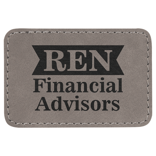 3" x 2" Gray Rectangle Laserable Leatherette Patch with Adhesive