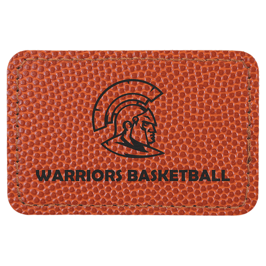 3" x 2" Basketball Rectangle Laserable Leatherette Patch with Adhesive