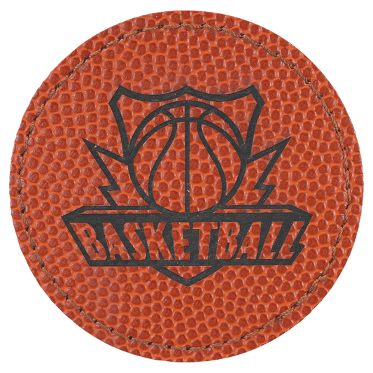 Basketball Leatherette Round Patch