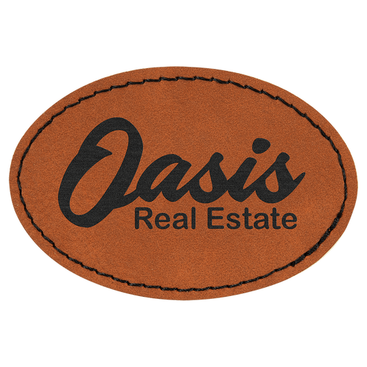 3" x 2" Rawhide Oval Leatherette Patch with Adhesive