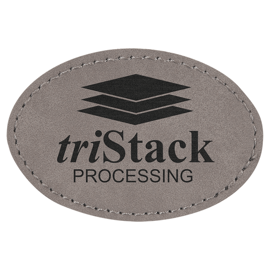 3" x 2" Gray Oval Leatherette Patch with Adhesive