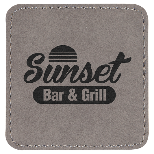 2 1/2" x 2 1/2" Gray Square Leatherette Patch with Adhesive