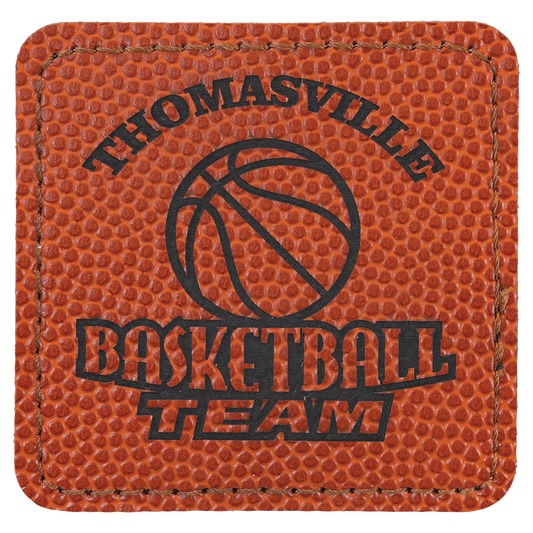 Basketball Square Leatherette Patch with Adhesive