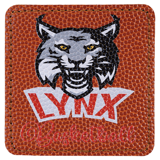Basketball Square Leatherette Patch with Adhesive