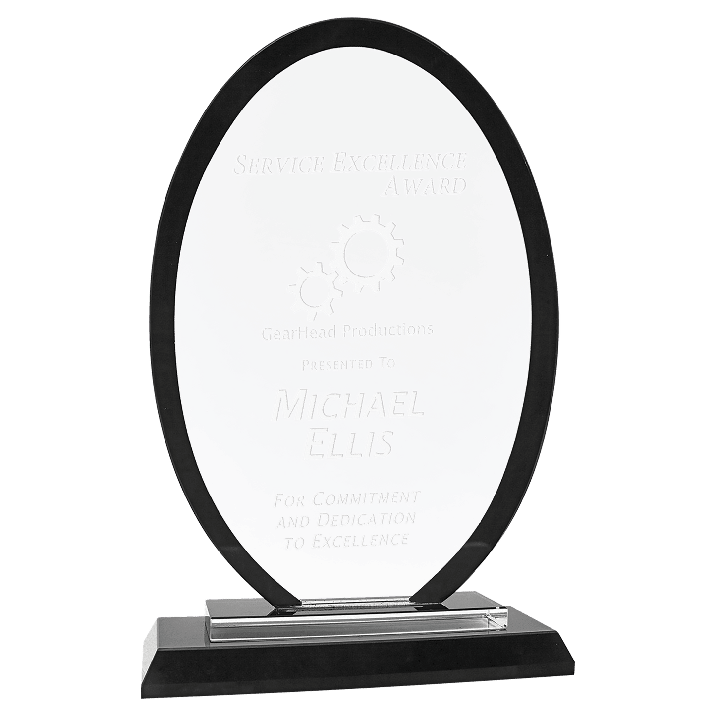 9" Oval Black Regal Glass