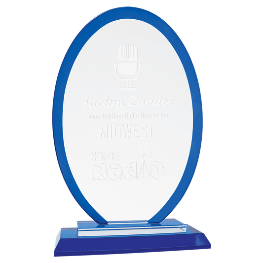 9" Oval Blue Regal Glass