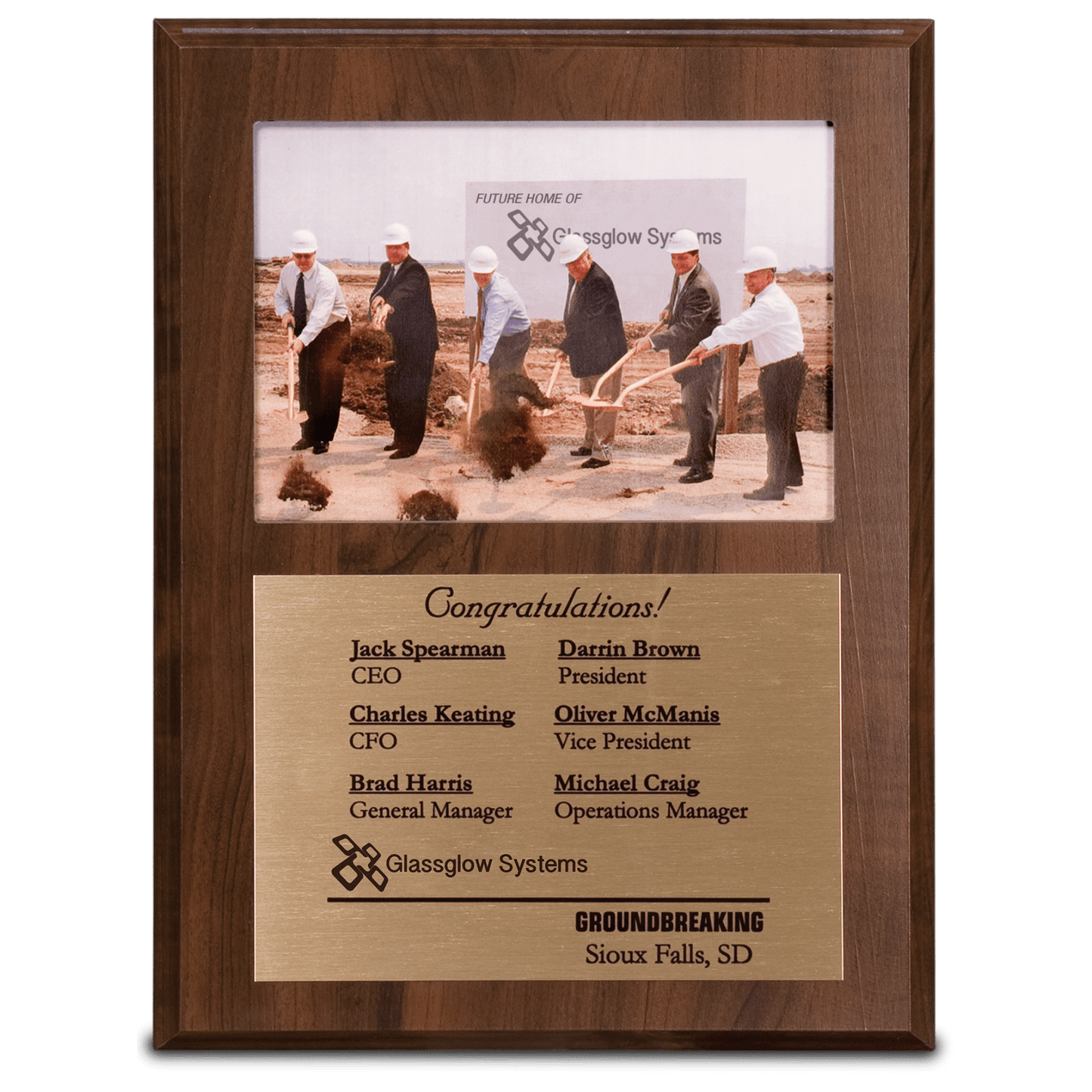 10 1/2" x 13" Cherry Finish Plaque with 8" x 10" Slide-In Photo Frame