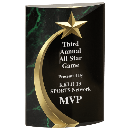 4 1/2" x 6 3/4" Green Marble Rounded Shooting Star Acrylic
