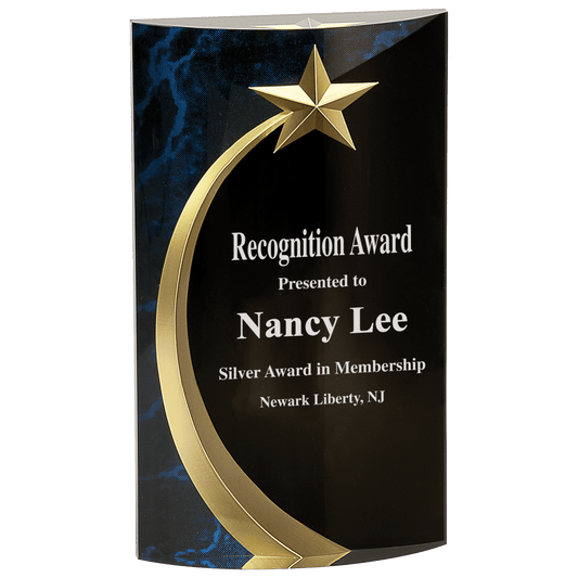 4 1/2" x 7 3/4" Blue Marble Rounded Shooting Star Acrylic