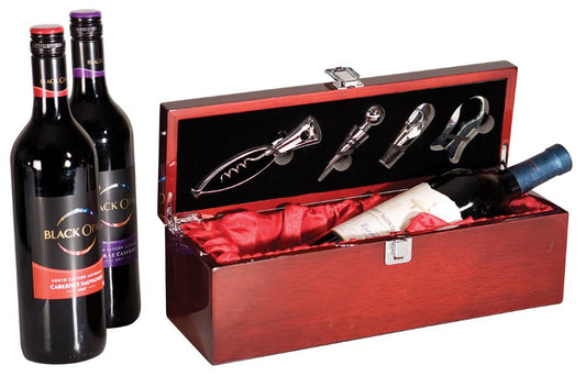 Rosewood Piano Finish Single Wine Presentation Box with Tools