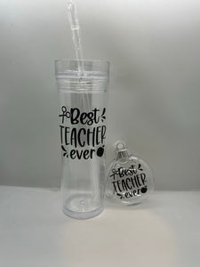 Best teacher ever tumbler and ornament