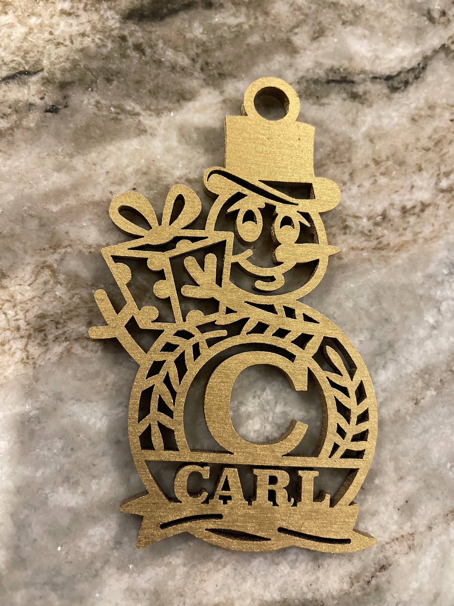 Snowman Monogram Ornament