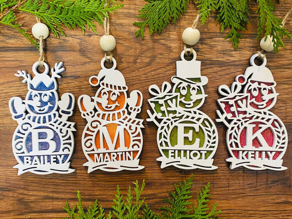 Snowman Monogram Ornament